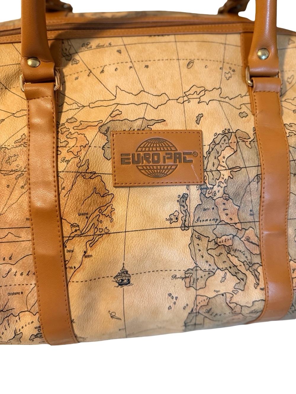 Vintage Euro Pac World Map Travel Bag Duffle Bag - Picture 3 of 12